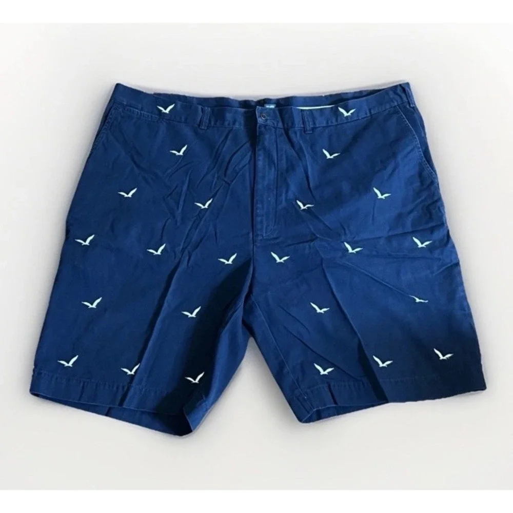 Polo Ralph Lauren Mens 32 Seagull Bird Cotton Chino Shorts Navy Blue Golf Vacay